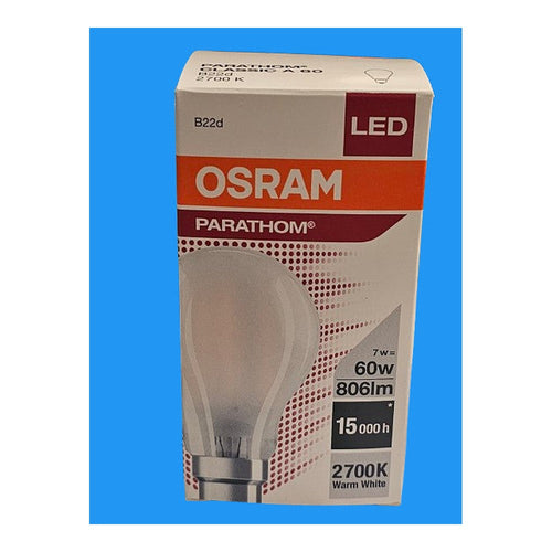 2 x B22d 7w = 60w LED Osram Parathom 2700k Warm White 806lm 15000h Classic A60