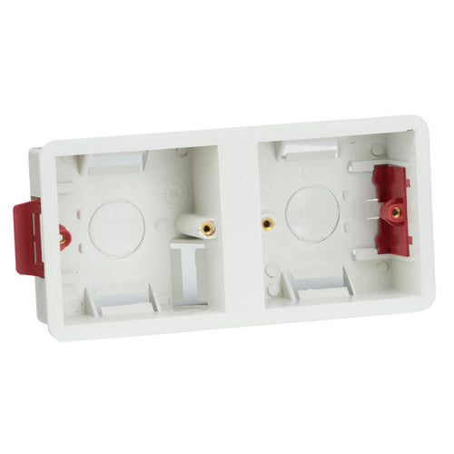 10 X 35mm Dual Single Gang Dry Lining Back Box Knightsbridge SN8380D White PVC