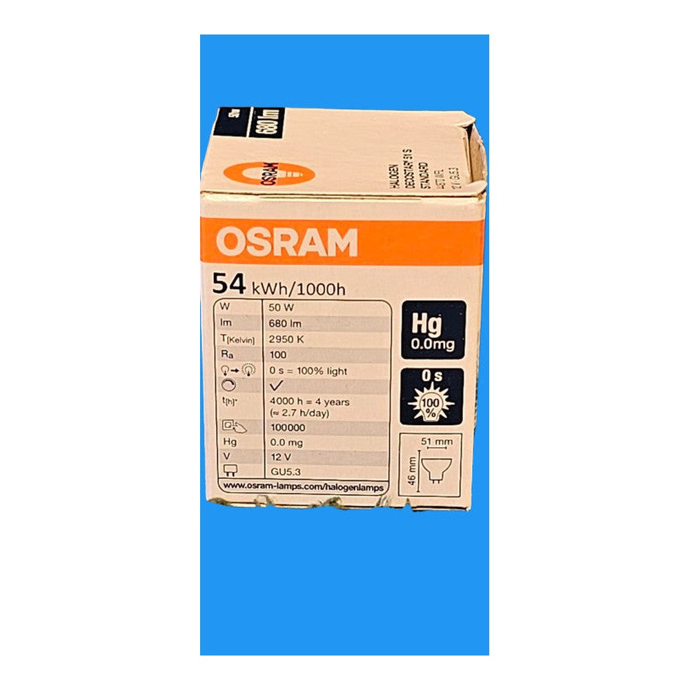 MR16 GU5.3 50w Osram Decostar 51s 680lm 2950k 12v Cool Beam 4000H German Made