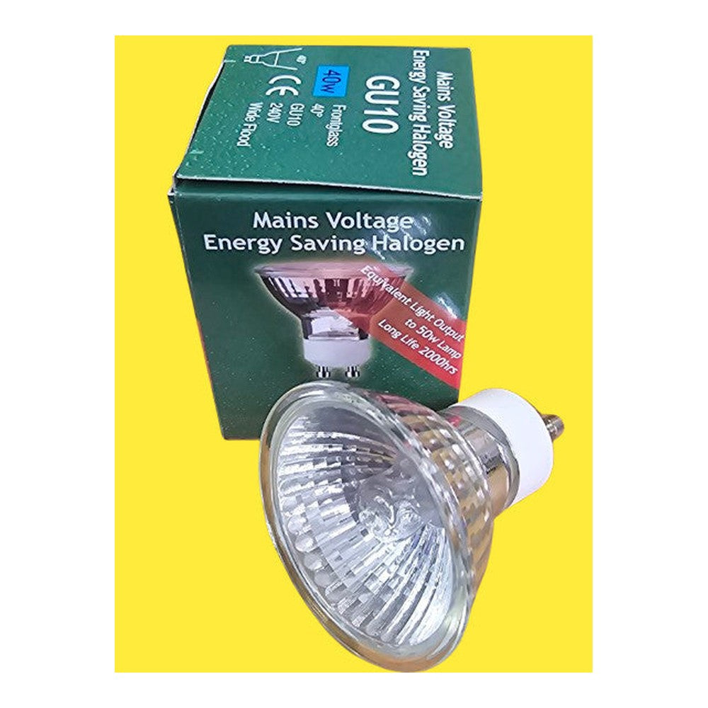 GU10 40w Crompton Energy Saving Halogen Bulb Lamp Wide Flood Dimmable 300Lm (X2)