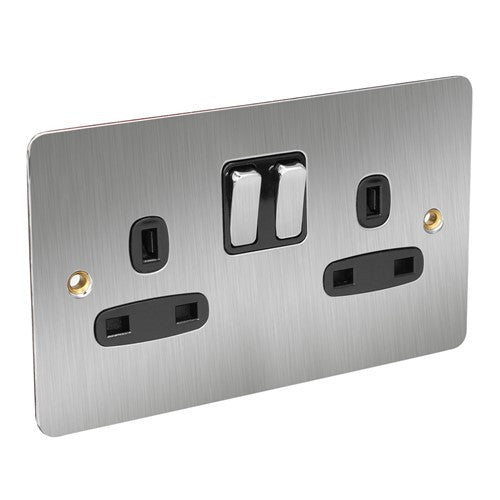 CED Satin Chrome Switches & Sockets - Axiom Electrical Fuse USB Cooker Flatplate