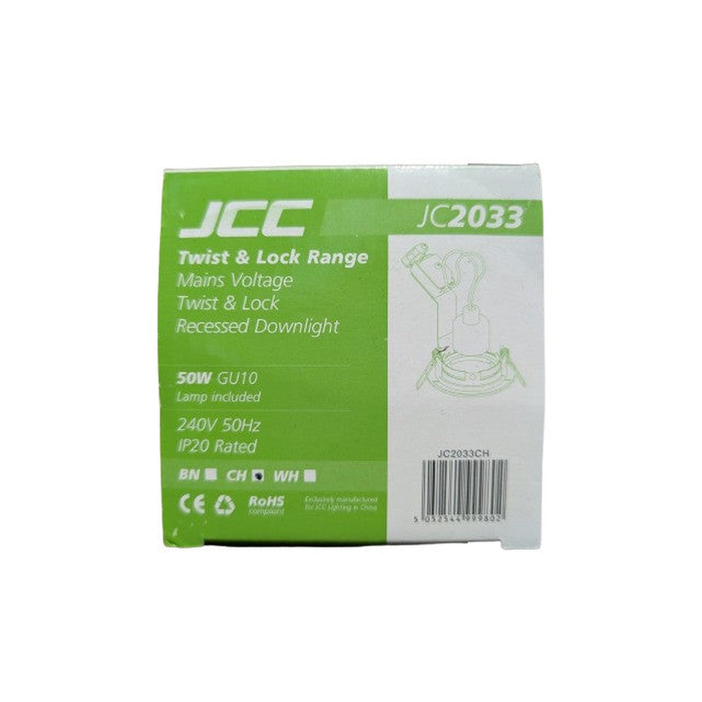 JC2033CH Twist & Lock Downlight, Mains, IP20, Cast Aluminum, Recessed, HiSpot ES