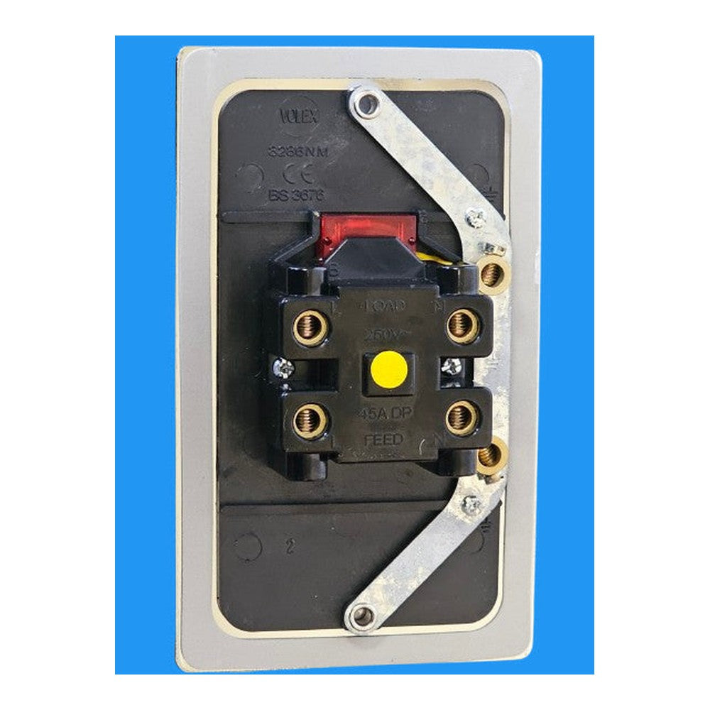 Volex 2 Gang Vertical Cooker Double Pole 45A With Neon Black Interior Polished