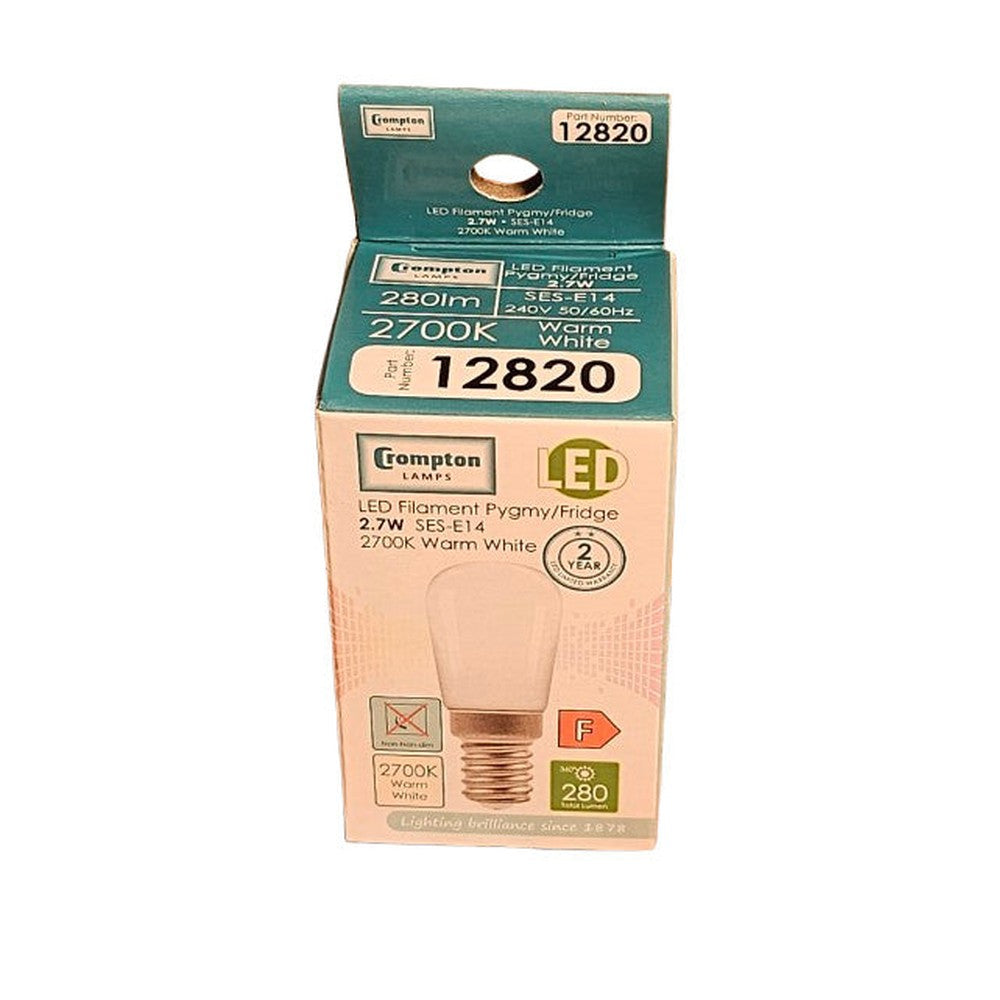 E14 2.7W ( 2 Pack ) LED Filament Pygmy Fridge Light Bulb White Crompton 12820