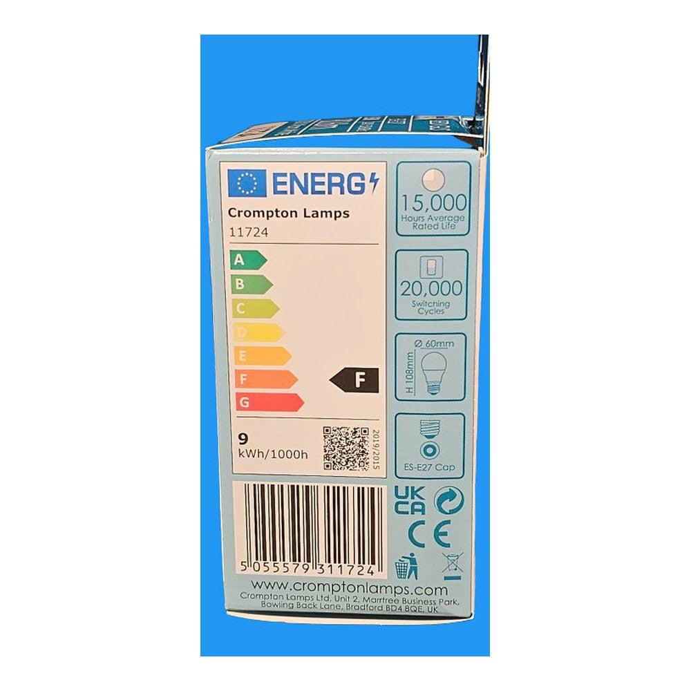 ES-E27 LED 8.5W GLS Crompton Bulb Lamp Non-Dimmable 2700k Warm White 806lm 240v