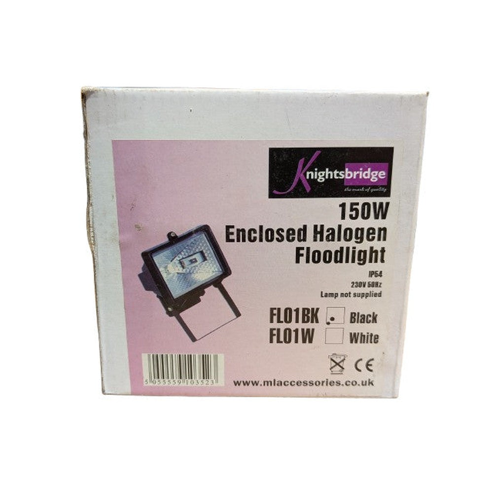Knightsbridge FL01BK IP54 Enclosed Halogen Floodlight 230v 50HZ