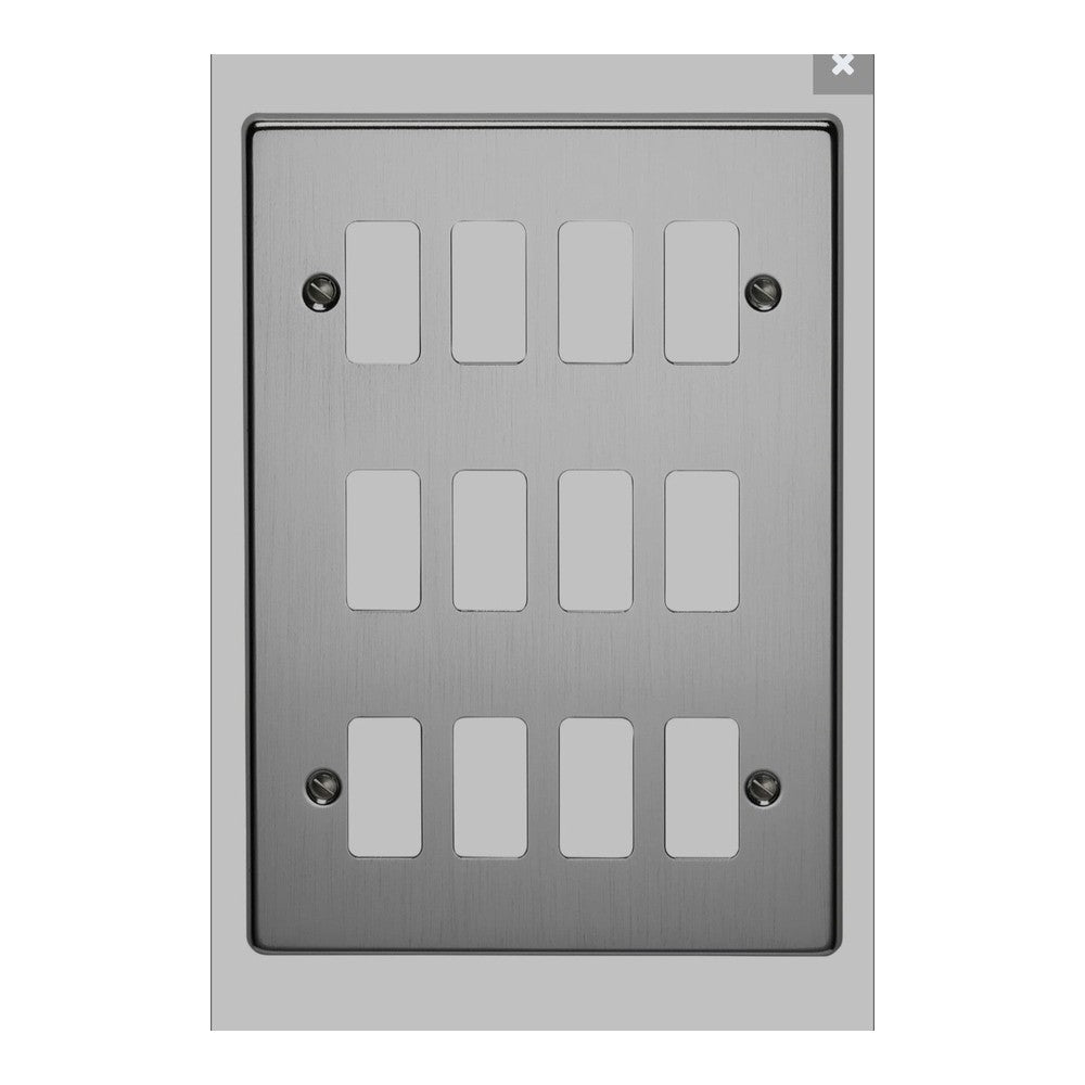 Crabtree 6570/SC Rockergrid Raised Satin Chrome 12 Gang Flush Grid Cover Plate