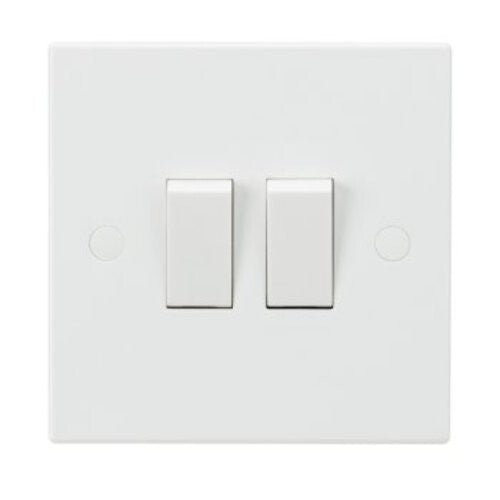 2 Gang 2 Way Square Edge 10A Light Switch double Knightsbridge SN3000 Pack Of 2