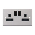 7M Selectric - 13A DP 2G SWITCHED SOCKET, SATIN CHROME BLACK INSERT