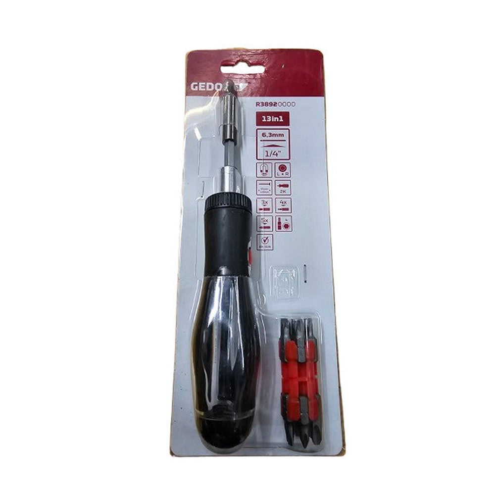GEDORE Ratchet screwdriver 1/4 w.telesc.shaft