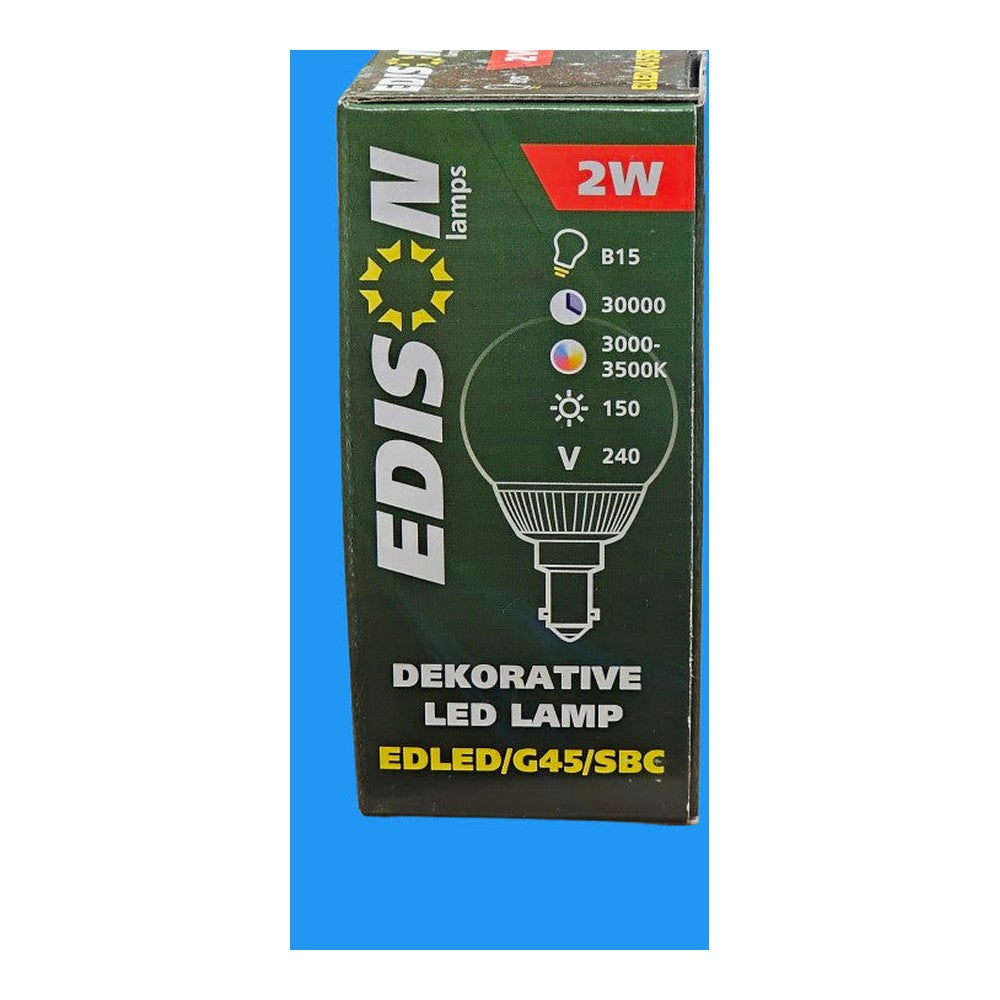 2 x Edison B15 2w LED Golfwall Bulb Lamp 240v 150lm EDLED/G45/SBC
