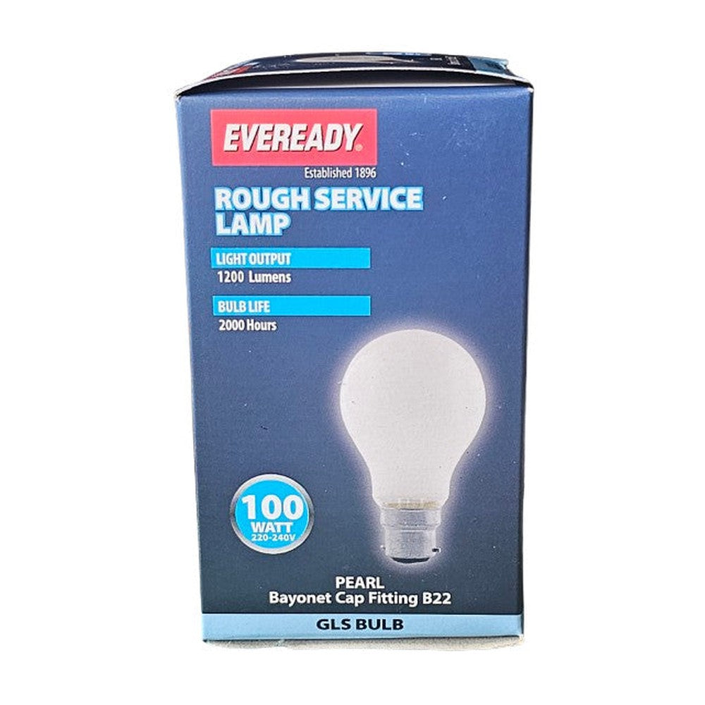 B22 100w ( Pack of 2 ) Eveready Rought Service GLS Lamp Bulb 1200lm
