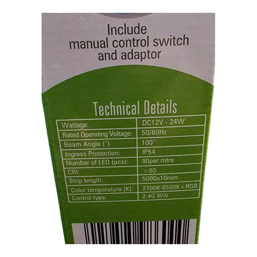Meridian 5m Smart LED RGB + CCT 24W Strip Light Dimmable 6500k