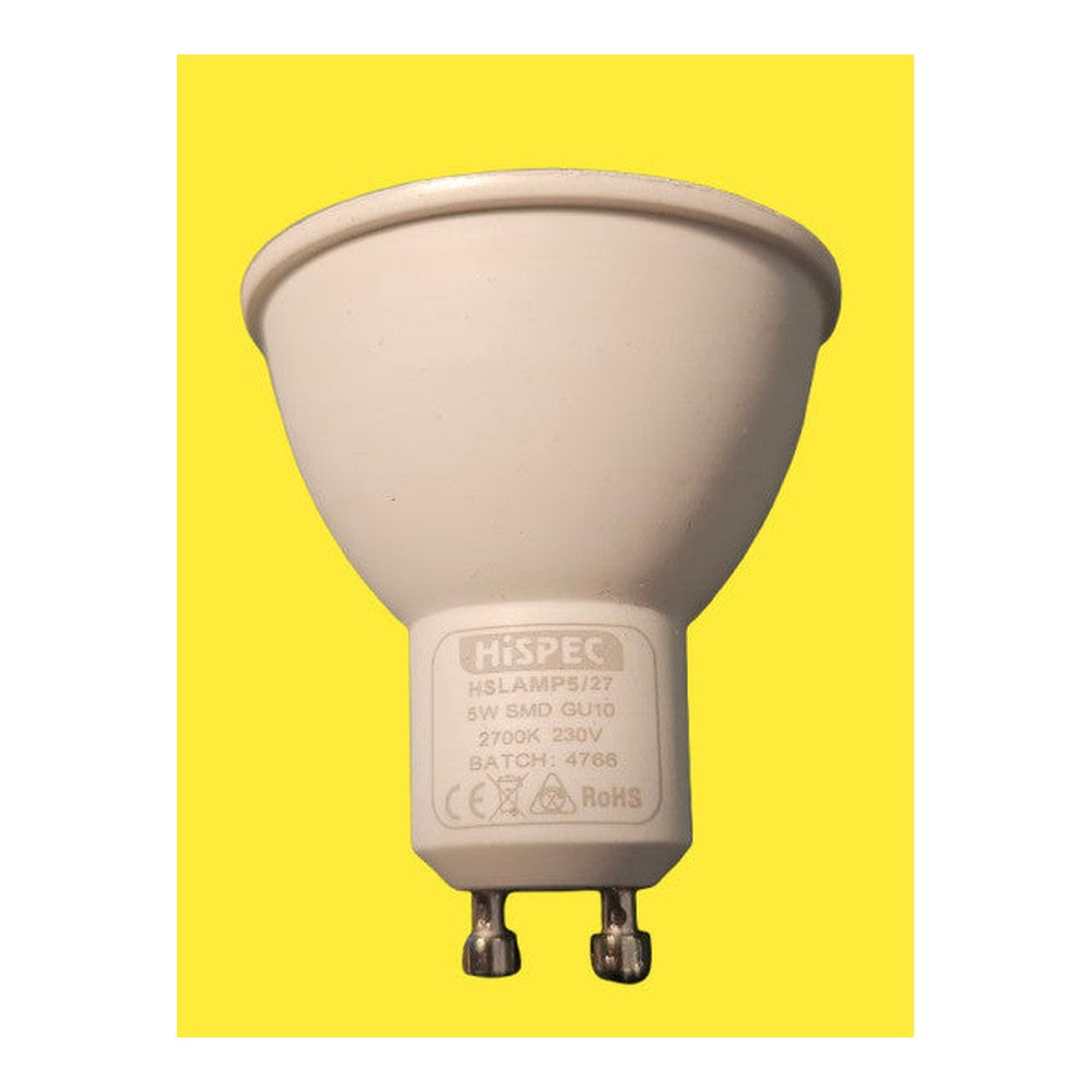 2 x Hispec 5w GU10 SMD/COB LED Lamp 400Lm 2700k 30000h