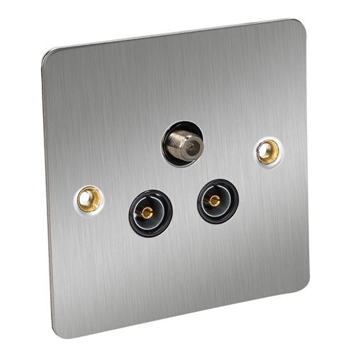 CED Satin Chrome Switches & Sockets - Axiom Electrical Fuse USB Cooker Flatplate