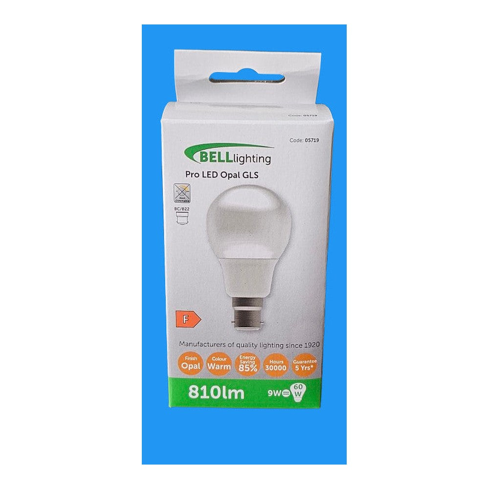 BC/B22 9w = 60w Pro LED Opal GLS Replacement Lamp Bulb BELL 810lm Warm White x 2