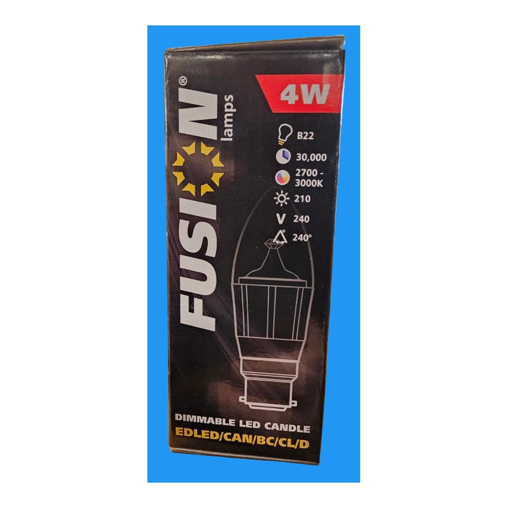 B22 4w LED Candle Bulb Lamp Fusion Dimmable A Energy Rating 210lm