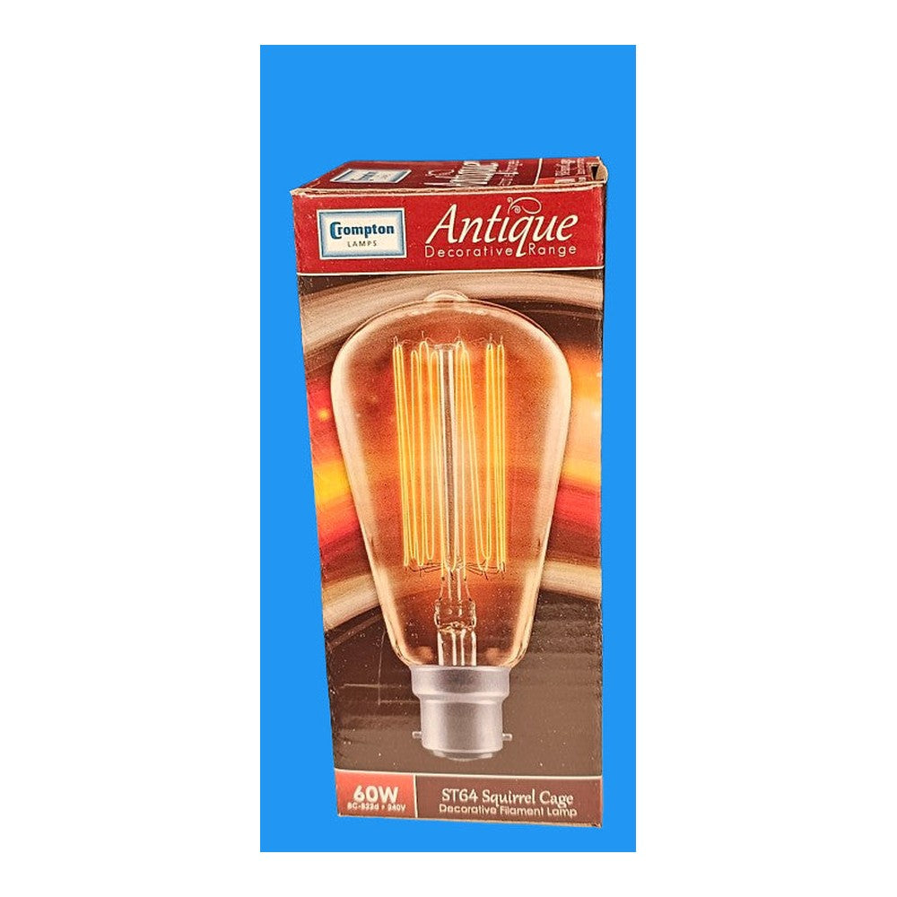 BC-B22d 60w Crompton ST64 Squirrel Cage Lamp Bulb Antique Decorative Range