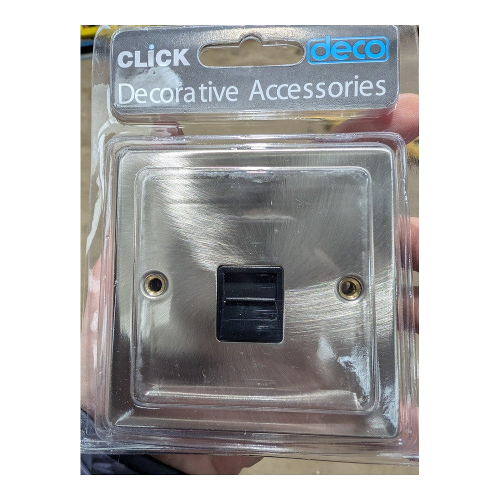 Telephone Socket Click Deco Victorian Satin Chrome 1 Gang Secondary (Pack Of 2)