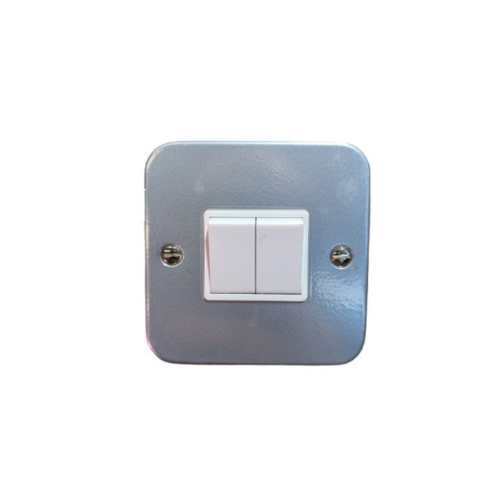 MK 3592ALM 2 Gang 1Way Metal Clad Light Switch Surface