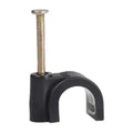 22-26mm Cable Flexi Clip Black Round & Zinc Plated Nail Tough, Flexible Fixing