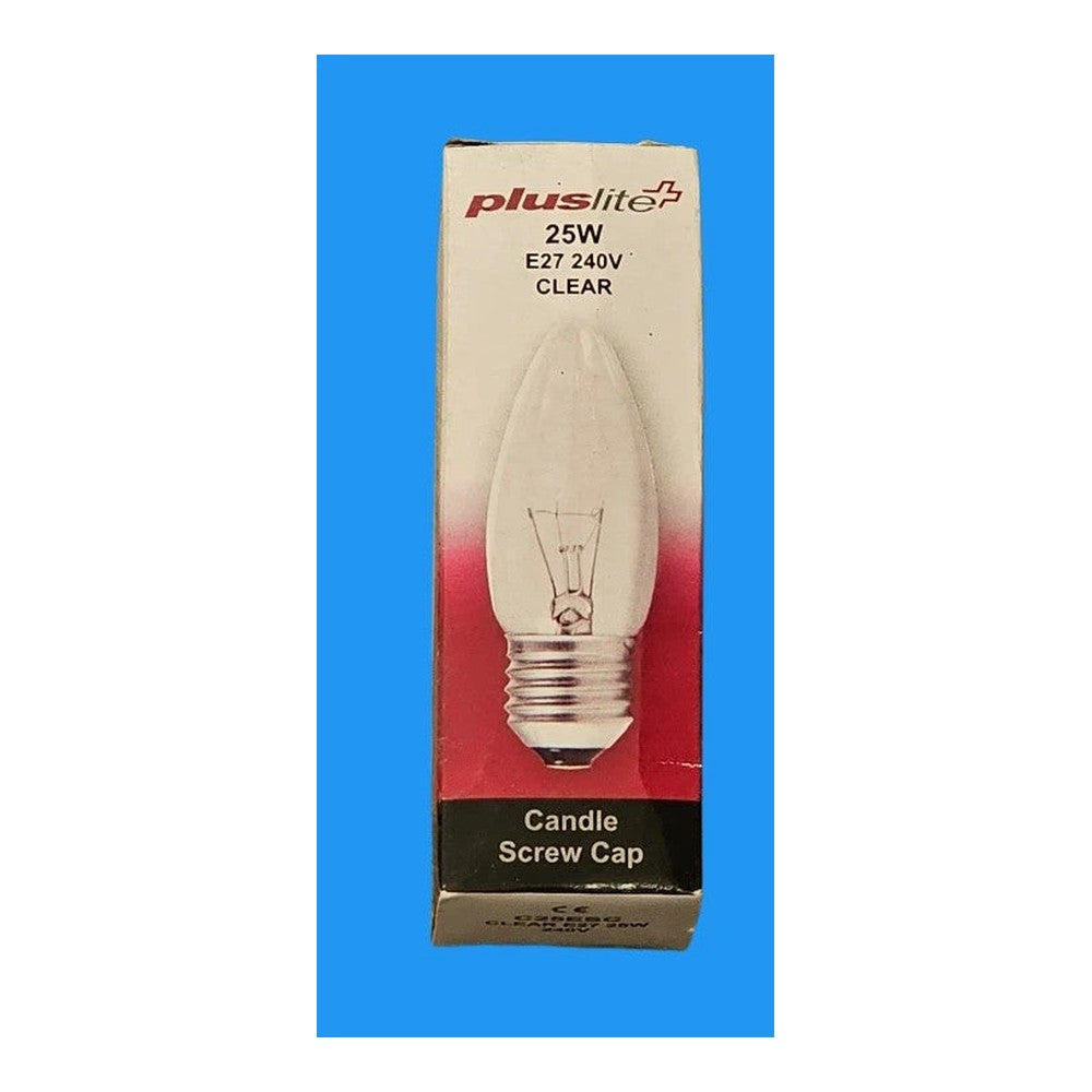 E27 25w Opal or Clear Candle Bulb Lamp Screw Cap Pluslite
