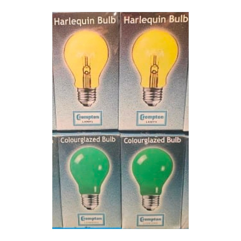 ES - E27 ( Pack of 5 ) Crompton Coloured bulbs Yellow Green 240v Bulbs Lamps