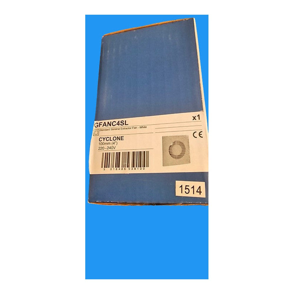 100mm 4" Standard Slimline Extractor Fan White GET Schneider 220 -240v Cyclone G