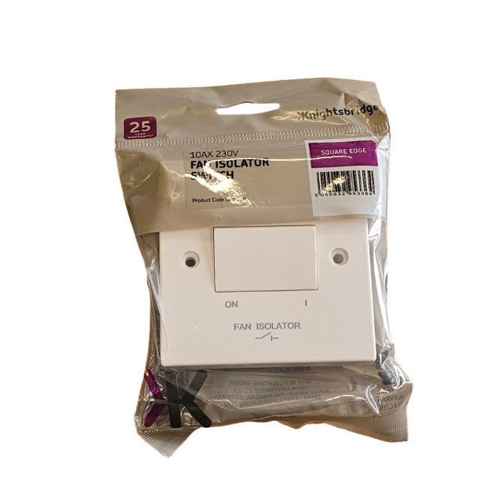 10A FAN ISOSLATOR SWITCH SN1100 Square Edge Knightsbridge (Pack of 2)