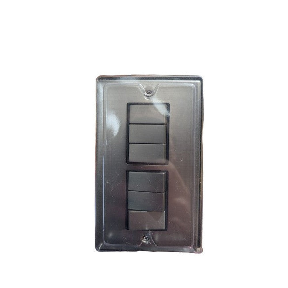 Causeway 6 Gang 2 Way 10AX Ultra Slim Light Switch Satin Chrome Metal Rocker