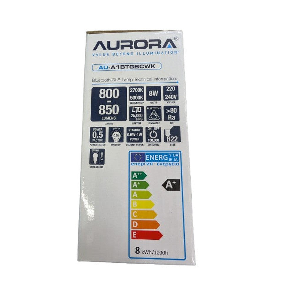 Aurora Lighting AU-A1BTGBWK Smart GLS RGBCX B22 8W LED Lamps Starter Kit