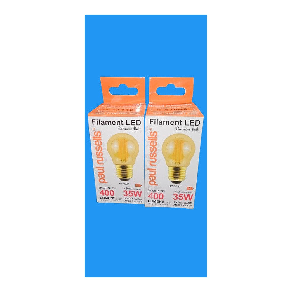 2 x ES / E27 4.5w = 35w Paul Russells Edison Screw LED Filament 400LM