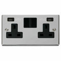 Click VPCH780BK Deco | Polished Chrome | 2 Gang 13A 2x USB-A 4.2A Switched