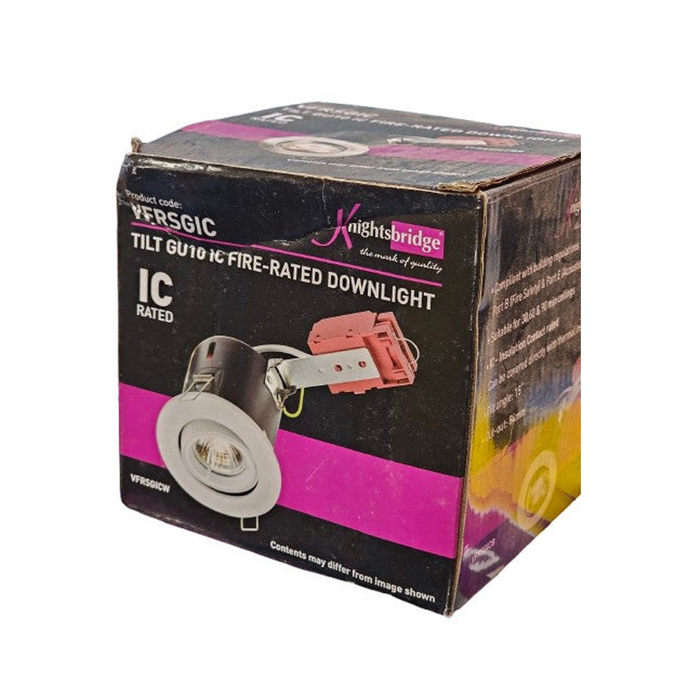 Knightsbridge Tilt Gu10 1C Fire Rated Brushed Chrome d DOWNLIGHT VFRSGIC
