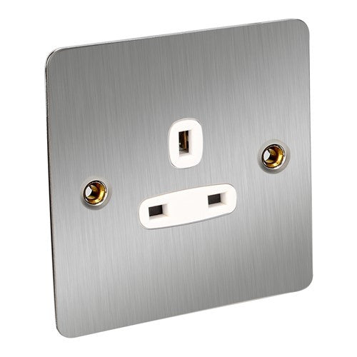CED Satin Chrome Switches & Sockets - Axiom Electrical Fuse USB Cooker Flatplate