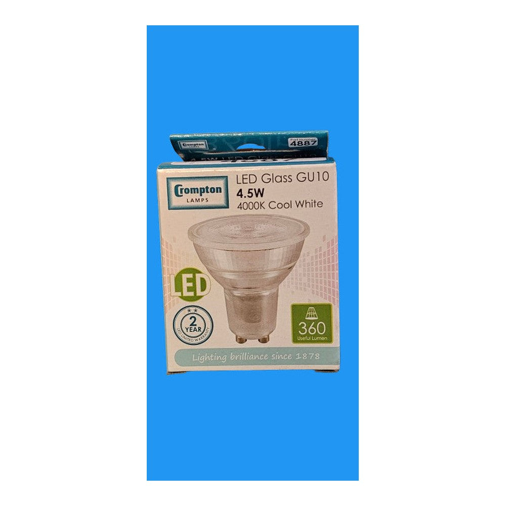 GU10 4.5W LED Crompton Cool White Bulb 4000k 360lm Ideal Retrofit 15000H 4887