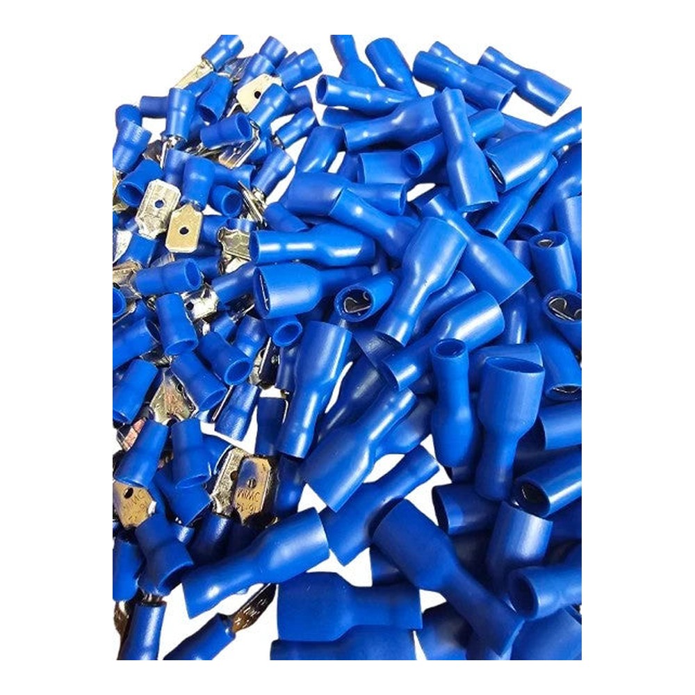 Blue Crimp Connector Terminals / Fully Insulated Female Male Mixed Spade
