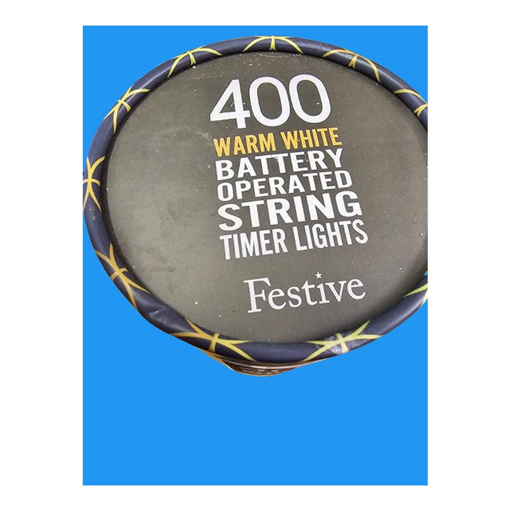 Festive White Battery Operated String Timer Lights 50,  200 or 400