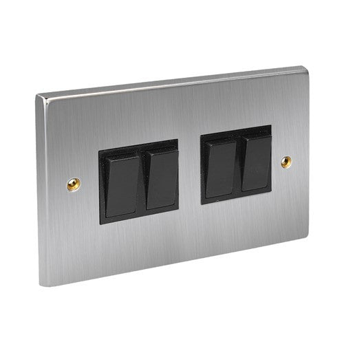 CED Satin Chrome Switches & Sockets - Axiom Electrical Fuse USB Cooker Flatplate