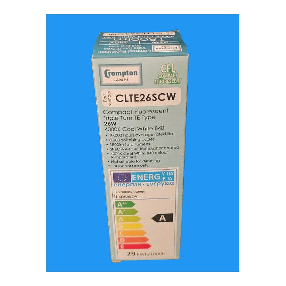 Crompton 26w TE Triple Turn Compact Fluorescent 4000k Cool White 1800lm CLTE26SC