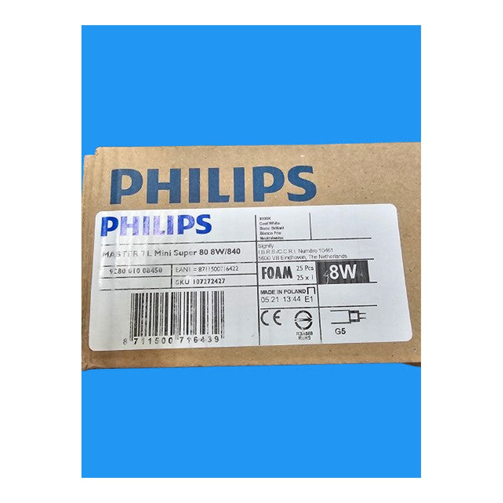 2 x Philips G5 Cool White Master TL Mini Super 80 8w/840 289mm
