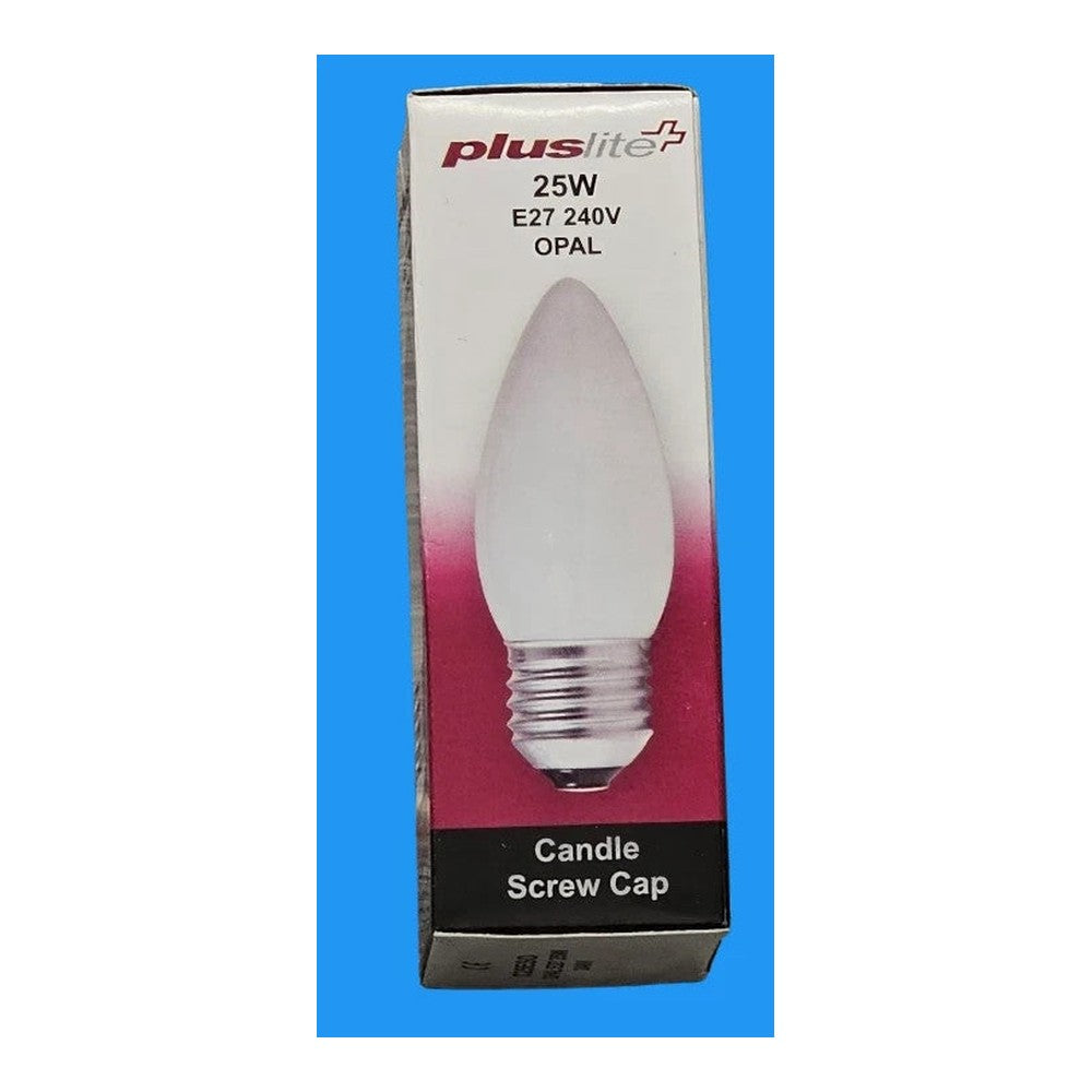 E27 25w Opal or Clear Candle Bulb Lamp Screw Cap Pluslite