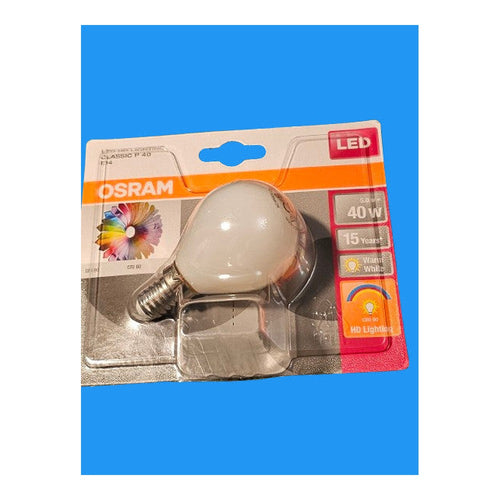 2 x E14 Osram LED HD Lighting Classic P40 Bulb 470Lm Warm White 5.0w