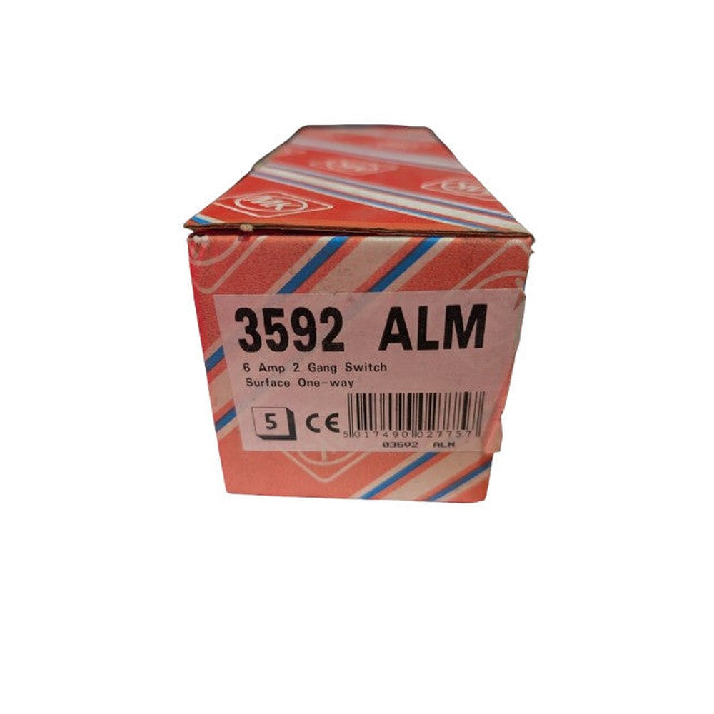MK 3592ALM 2 Gang 1Way Metal Clad Light Switch Surface