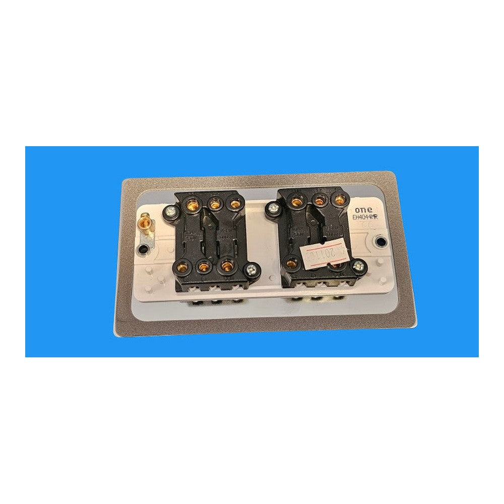 10A 4G 2W Switch Flat Plate Polished Chrome White Inserts One Electrical Avant