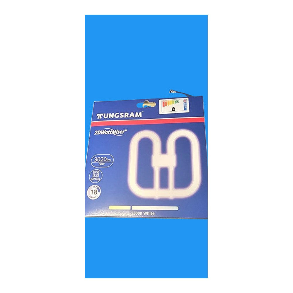 Tungsram 38W GR10Q-4pin 2D Lamp 3500k White Compact Fluorescent Bulb 2DWattMiser
