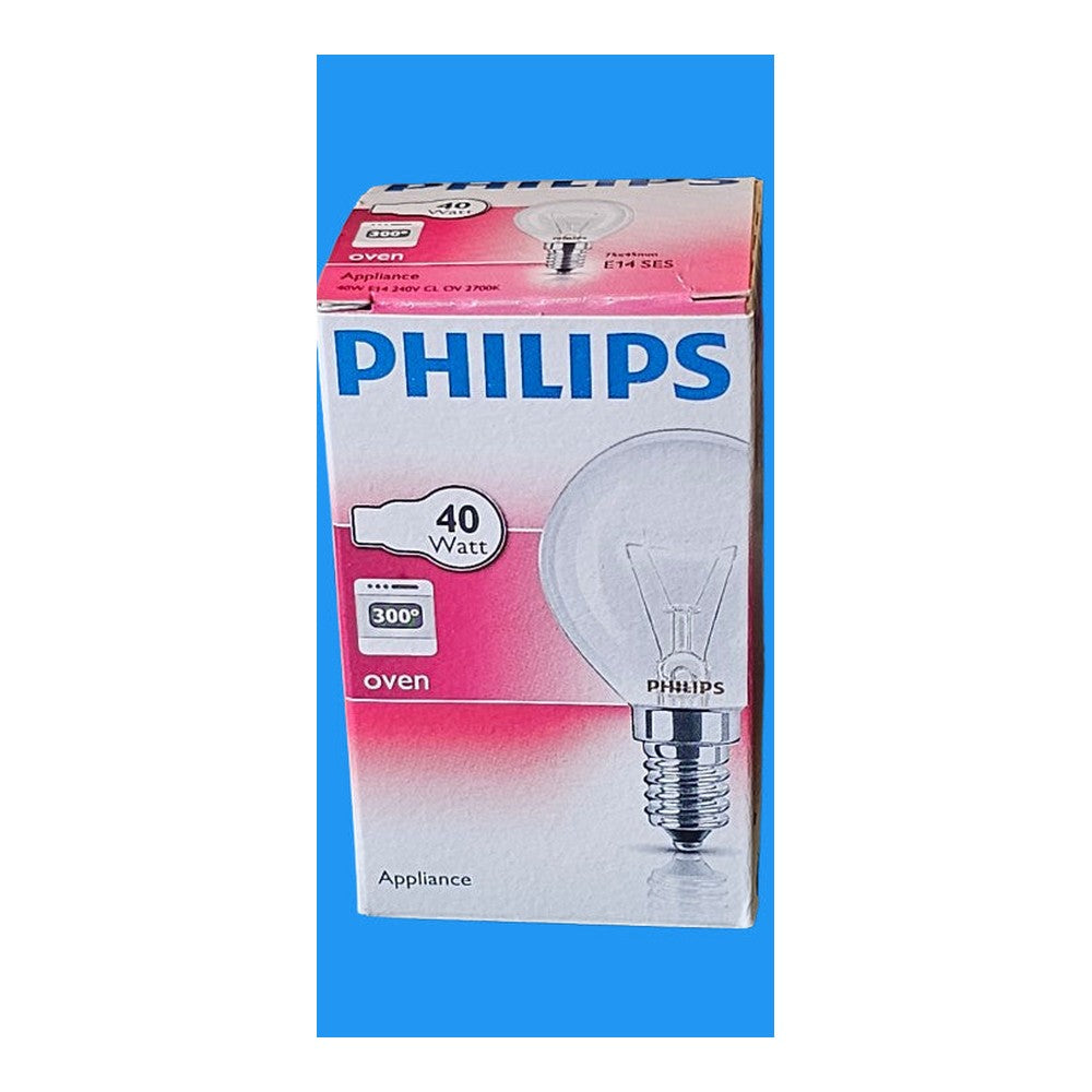 2 x Philips 40W 230V SES E14 Dimmable 2700K Warm White P45 400lm Round Clear