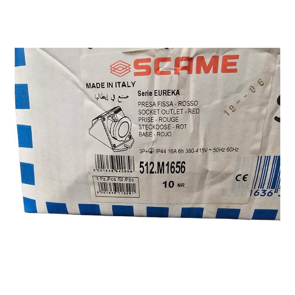 3 x Scame 512.M1656 Red Outlet Sockets IP44 16A 480-415V
