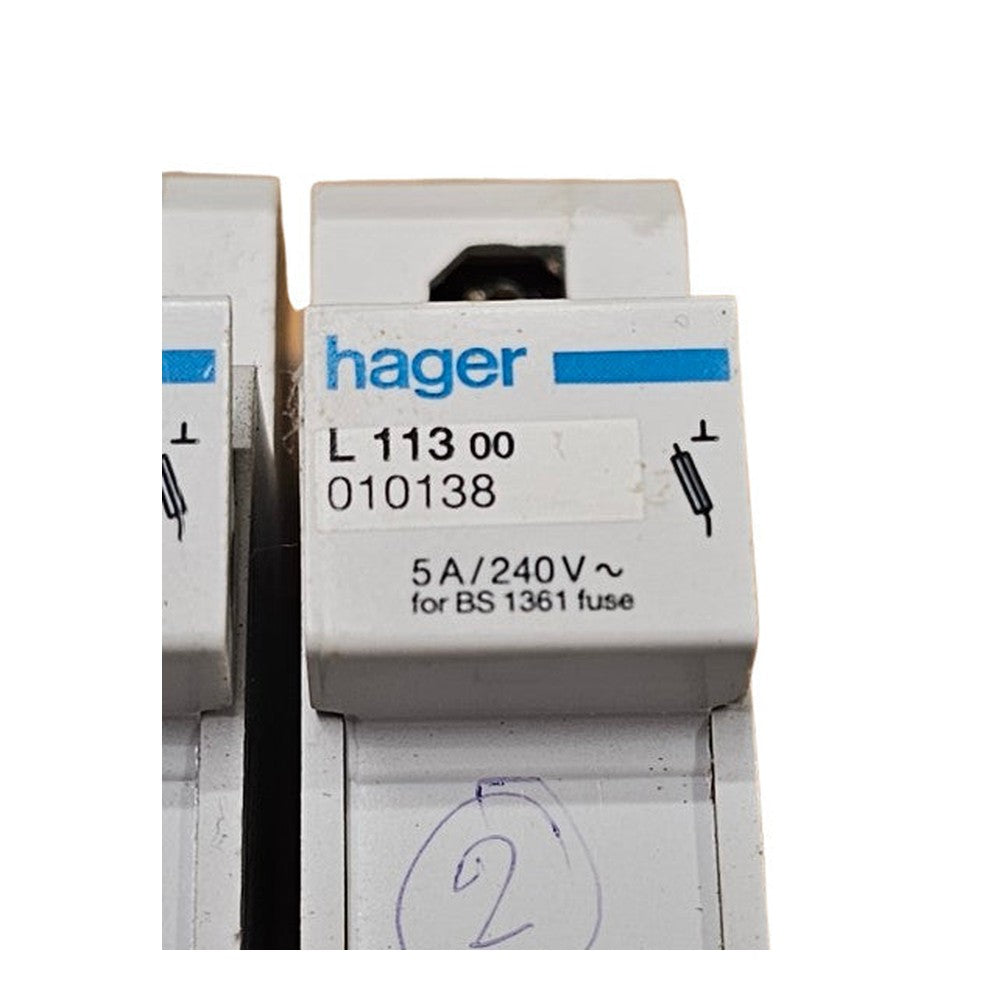 3 x Hager 5A Fuse Holder Cartridge With 5A Fuse BS1361 L113 240V