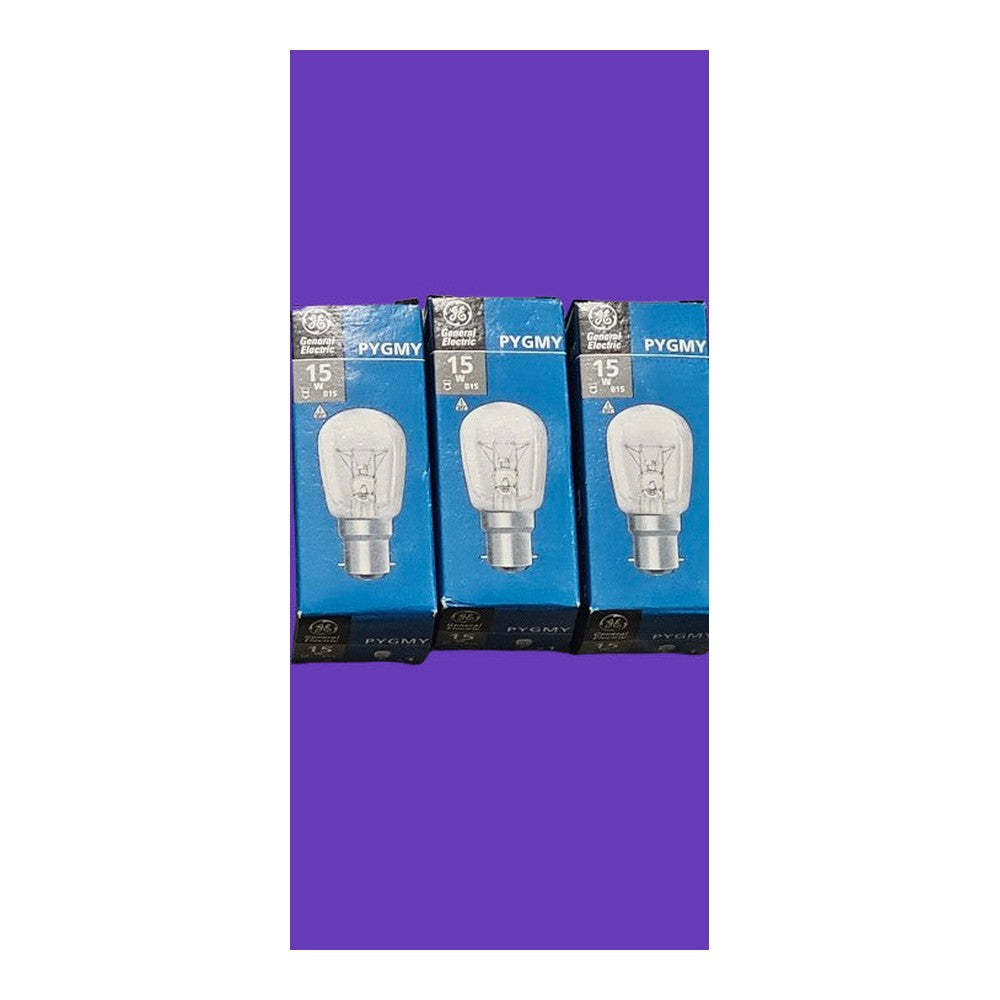 B15 15w 110v 3 Pack Pygmy General Electric Bulb Lamp Clear 100lm 1000h